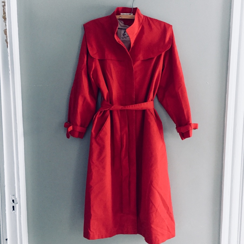 Vintage Misty Harbor red trench coat size12
